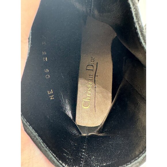 Christian Dior Black Suede Ankle Boots β Gold CD Logo Hardware - Picture 10 of 14
